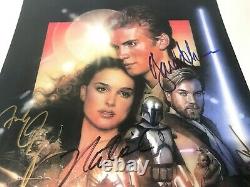 Star Wars 5 Cast Signed Movie Poster Episode 2 11x17 Avec Coa
