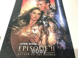Star Wars 5 Cast Signed Movie Poster Episode 2 11x17 Avec Coa