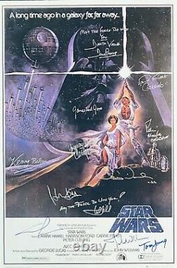 Star Wars A New Hope Cast Signé Affiche Autographiée Complètement Complète Avec Beckett