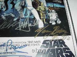 Star Wars A Signé L’affiche De Film Automatique Par 8 Encadré Mark Hamillharrison Fordg. Lucas