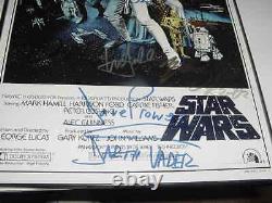Star Wars Affiche Signée Auto Movie Par 8 Mark Encadré Hamillharrison Fordfisher