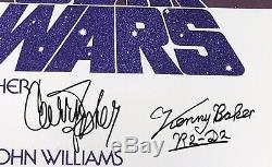 Star Wars Cast Affiche Signée Ford Harrison Pêcheur Carrie Marque Hamill Beckett Coa