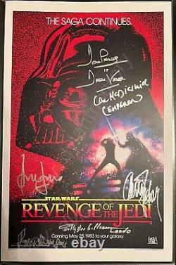 Star Wars Cast Signé Mini Poster 11x17 Harrison Ford Carrie Fisher Et Plus Bas