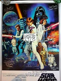 Star Wars Cast Signés Autograph Anh Poster Carrie Fisher Prowse Peter Mayhew +++