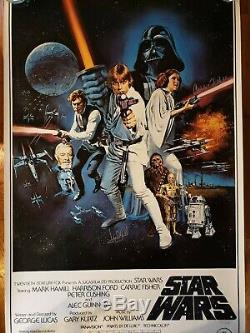 Star Wars Cast Signés Autograph Poster Mark Hamill Carrie Fisher Anh Vintage