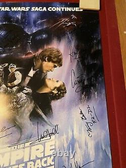 Star Wars Empire Strikes Back Cast Signé 27x40 Poster Coa (16 Signatures)