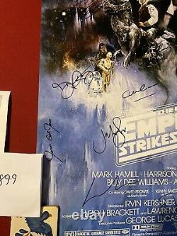 Star Wars Empire Strikes Back Cast Signé 27x40 Poster Coa (16 Signatures)