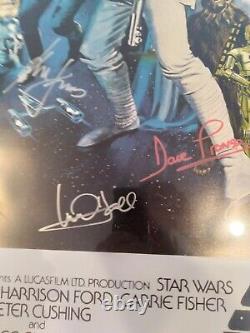 Star Wars Full Cast Signed Y Compris George Lucas Autograph Photo Poster Withcoa