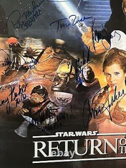 Star Wars Le Retour du Jedi Affiche Signée par le Casting 16 Signatures Fisher Lucas Ford