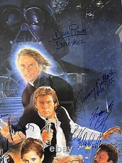 Star Wars Le Retour du Jedi Affiche Signée par le Casting 16 Signatures Fisher Lucas Ford