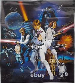 Star Wars One Cheet Poster Multi-signed Par 11 Membres Originaux Du Cast