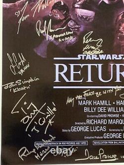 Star Wars Rotj Cast Signated Film Poster Harrison Ford Carrie Pêcheur Marque Hamill
