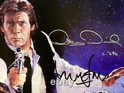 Star Wars Rotj Cast Signé Affiche De Film Harrison Ford Carrie Fisher Mark Hamill