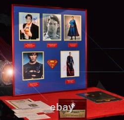 Superman Signé Autographes Christoper Reeve, Cavill, Welling, Caïn, Routh + Cape