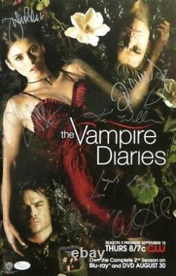 The Vampire Diaries Cast Signed Autographed 11x17 Poster Wesley Dobrev Plec Jsa