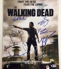 The Walking Dead X10 Cast Signed 11x14 Photo Beckett Bas Coa Lincoln & Reedus