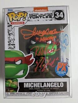 Tmnt Original 4 Michelangelo Funko Pop 4x Cast Signé Autographié 34 Jsa Coa A