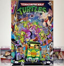 Tortues Ninja Mutantes Adolescentes Affiche signée par le casting x5 11x17 D Eastman TMNT JSA COA