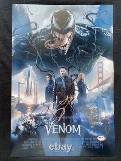 Venom Autographed Auto Signed X3 Cast Photo 12x18 Tom Hardy Marvel Psa/dna Loa