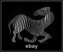 Victor Vasarely Original Zebra Cast Relief Sculpture Grandes Oeuvres D'art D'animaux Signées
