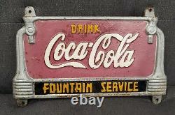 Vieille Boisson Coca Cola Fontaine Service Solide Cast Iron Signe