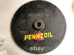 Vintage Original 20 Pennzoil Bell Cast Iron Lollipop Curb Signer Gaz De Base Oil Old