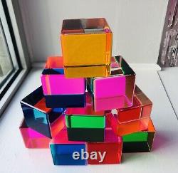 Vintage Vasa Mihich Original 1993 Cast Acrylic 2 Cube Sculpture Set / 10 Signé