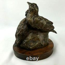 Vtg 5.5 In. Cast Bronze Sparrow Art Sculpture 1990 Signé K. Bird Numéroté 9/250