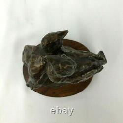 Vtg 5.5 In. Cast Bronze Sparrow Art Sculpture 1990 Signé K. Bird Numéroté 9/250