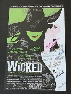 Wicked Original Broadway Cast Signé Carte De Fenêtre 14x22 Idina Menzel Chenoweth
