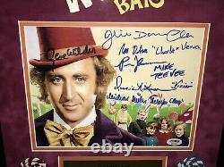 Willy Wonka & The Chocolate Factory Cast Rare Signé Film Photo Gene Wilder Psa